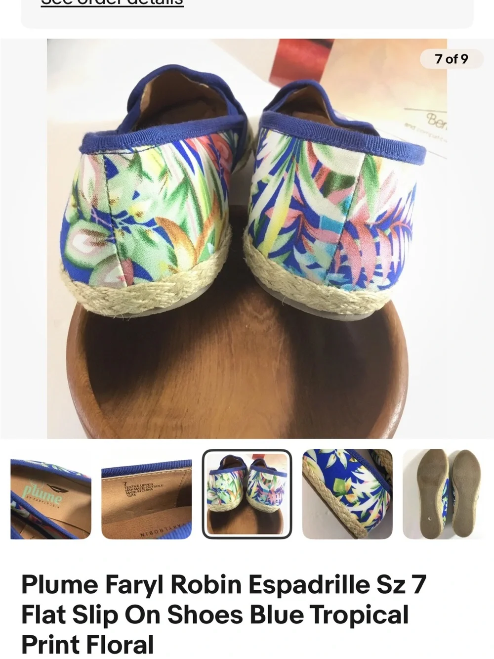 Farylrobin Blue Tropical Floral Espadrille Slip-Ons